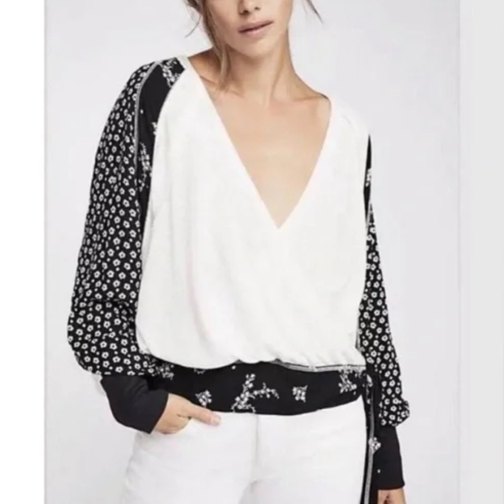 NWT Free People Auxton Thermal Tie Waist Top